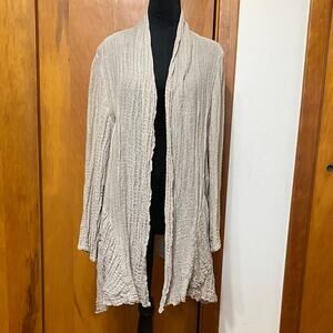 Made in Italy Beige Open-Front Linen Cardigan Long Sleeves Bohemian Layers